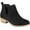 Black, variant on Journee Womens Rimi Pull On Stacked Heel Booties, Widths Available