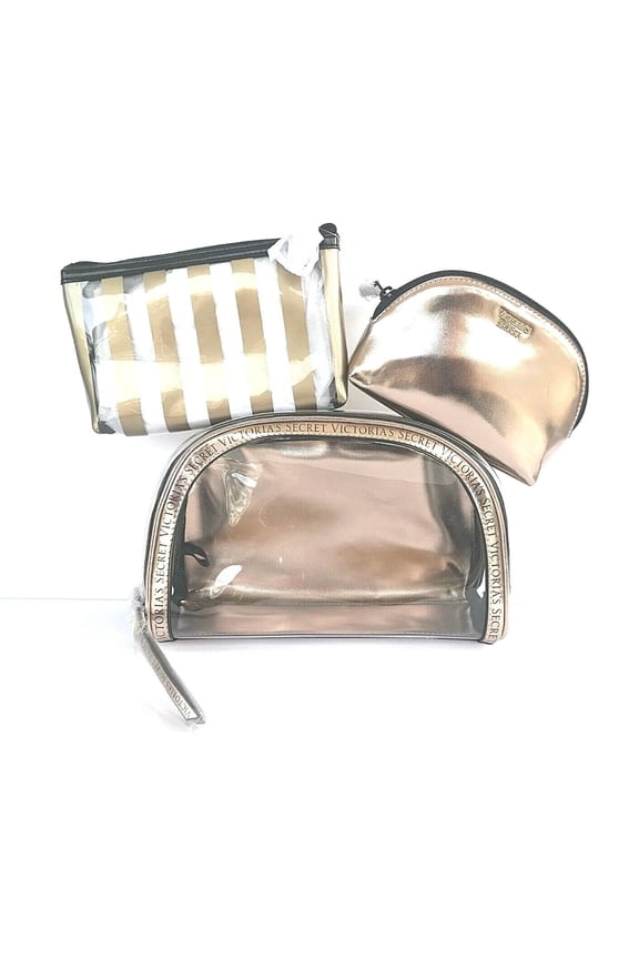 3 in 1 Beauty Bag Set Clear Cosmetic Trio Makeup Train Case NWT