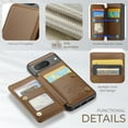 thumbnail image 6 of SaniMore for Google Pixel 8 Wallet Case, RFID Blocking PU Leather Kickstand Credit Slots Flip Folio Protective Case, Double Magnetic Clasp Durable Shockproof Cover for Google Pixel 8, Brown, 6 of 9