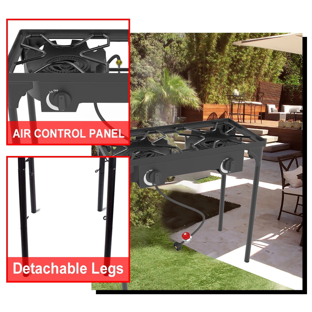 KAPAS Portable 2-Burner Propane Stove, Outdoor/Indoor Use, 15,000 BTU, Model KPS-DB02