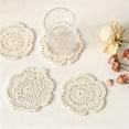 thumbnail image 3 of ROSOZ 4 inch round multi-piece hand-woven coaster, vintage crochet lace heat-resistant table mat, suitable for a variety of occasions, 3 of 4
