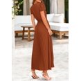 thumbnail image 2 of Vestido largo PRETTYGARDEN para mujer, cuello en V, cuello en V, volantes, marrón, 2 of 8