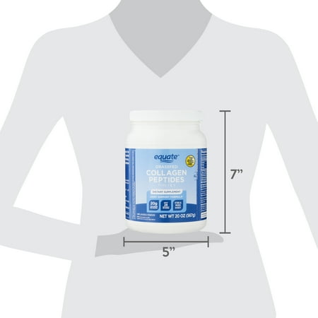 Equate Grass Fed Hydrolyzed Bovin Collagen Peptides Type 1 & 3 Dietary Supplement, Powder Form, Unflavored, 20 oz