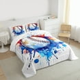 thumbnail image 4 of Manfei Kids Baseball Game Full Size Comforter Sets,Colorful Solash Ink Bedding Comforter Set,Ball Sport Lover Bedding Sets For Girls Kids,Super Cozy Room Decor Reversible,3pcs, 4 of 9