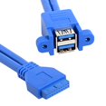 thumbnail image 2 of Cablecc Stackable USB 3.0 Female Panel Type to Motherboard 20Pin Header Cable Dual Ports 50cm, 2 of 4