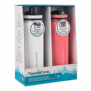 Thermoflask Stainless Steel Insulated Water Bottles, 24 Ounce, 2-Pack,  Orange Crush/Navy Edge