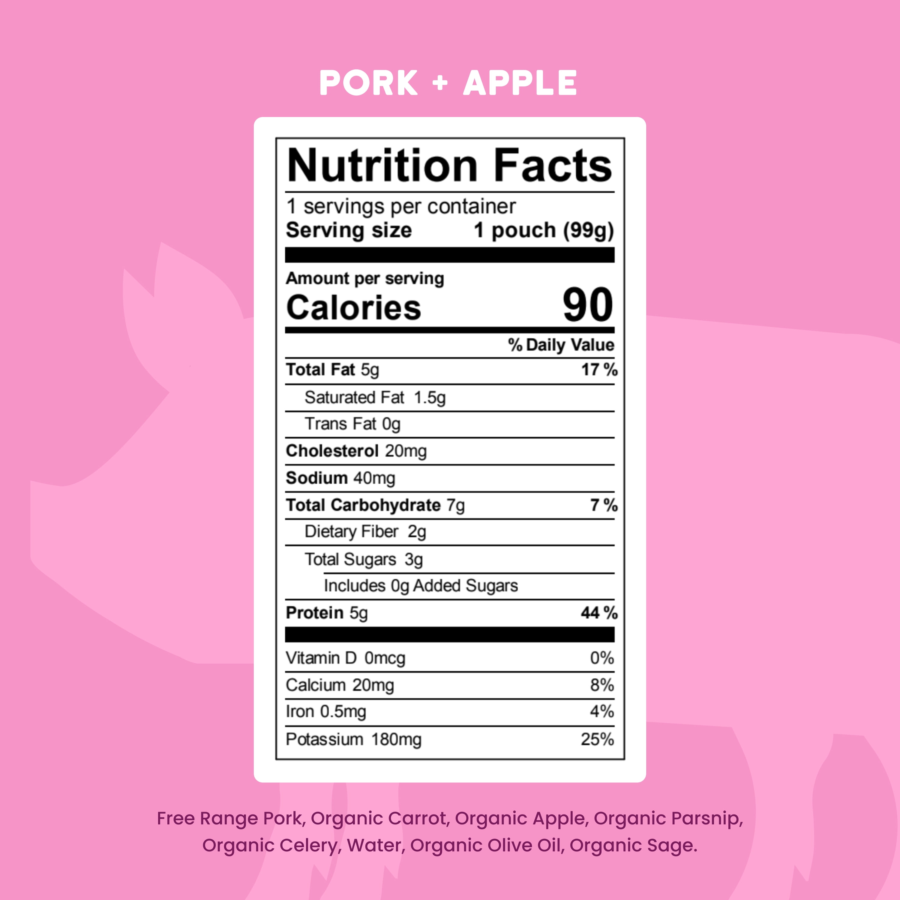 (12 pack) Serenity Kids Stage 2 Baby Food Pouch Free Range Pork & Apple with Organic Carrots & Sage - 3.5oz