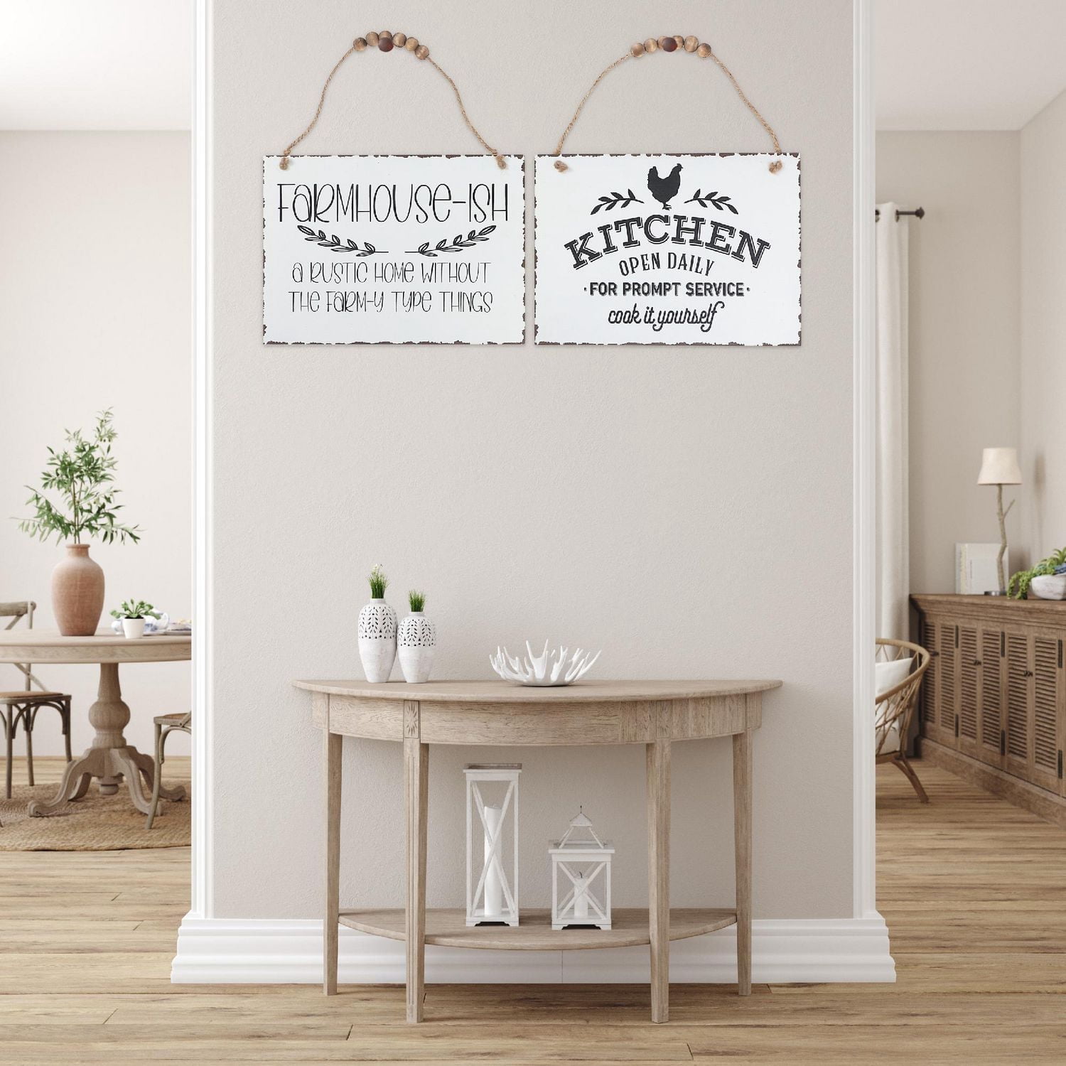 IH Casa Decor Suspendu En Bois Kitchen / Farm House-Ish Asstd - Ensemble De 2