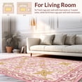 thumbnail image 2 of ODIKA 6'x9' Machine Washable Non-Slip Area Rug, Classic Damask Vinework with Baroque Scroll Accents High Traffic Rug, Pink, 373382, 2 of 7