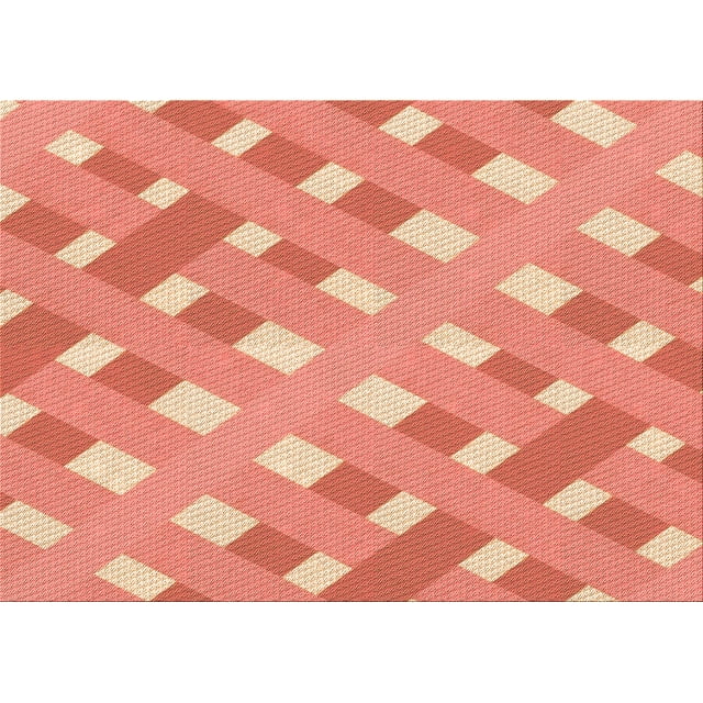 Ahgly Company Machine Washable Indoor Rectangle Transitional Light Salmon Rose Pink Area Rugs, 7' x 10'