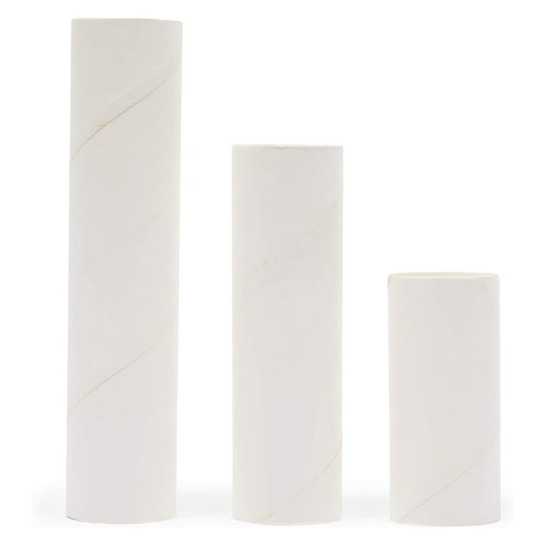 24 Pack White Cardboard Tubes for Crafts, Classroom Art Projects, 3 Sizes