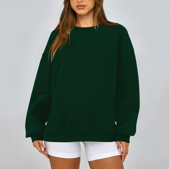 Sweatshirt for Women Women's Fashion Casual Round Neck Loose Long Sleeve Solid Color Sweatshirt