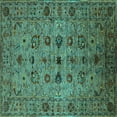 thumbnail image 1 of Ahgly Company Machine Washable Indoor Square Oriental Turquoise Blue Industrial Area Rugs, 3' Square, 1 of 4