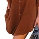 thumbnail image 3 of Blusa extragrande con cuello vuelto, manga larga con botones, camisa holgada de pana con cordón para mujer para viajes diarios, 3 of 5