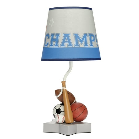 UPC: 0084122016439 | Lambs & Ivy Baby Sports Lamp with Shade & Bulb – Football/Basketball/Baseball