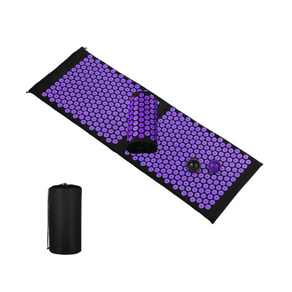 Purple 47.2 In. x 16.5 In. Extra Long Yoga Massage Magnetic Mat Acupressure Body Mat and Pillow for Neck Back Pain Relief