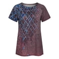 thumbnail image 4 of SMihono Hauts pour Femmes Été Chic Décontracté T-Shirts à Col Rond Amples Décontractés à Imprimé Blouse à Manches Courtes T-shirt Oversize pour Femmes 2023, 4 of 9