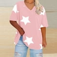thumbnail image 2 of Plebaso T-Shirts Grande Taille pour Femmes Col en V Manches Courtes Imprimé Blouses d'Été Décontractées Amples, 2 of 4