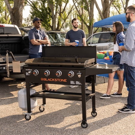 BLACKSTONE ORIGINAL OUTDOOR GRIDDLE, 36 INCH 4-BURNER FLAT TOP GRILL WITH HARD COVER, BLACK