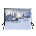 thumbnail image 2 of BSDHOME Polyester 7x5ft Sunset Snow Forests Cabins Photography Backdrop Winter Photo Background, 2 of 3
