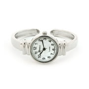 White Silver Metal Band Small Size Bangle Cuff Watch for Women