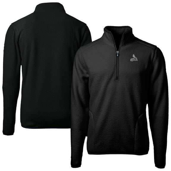 Men's Cutter & Buck Black St. Louis Cardinals Cascade Eco Fleece Quarter-Zip Jacket
