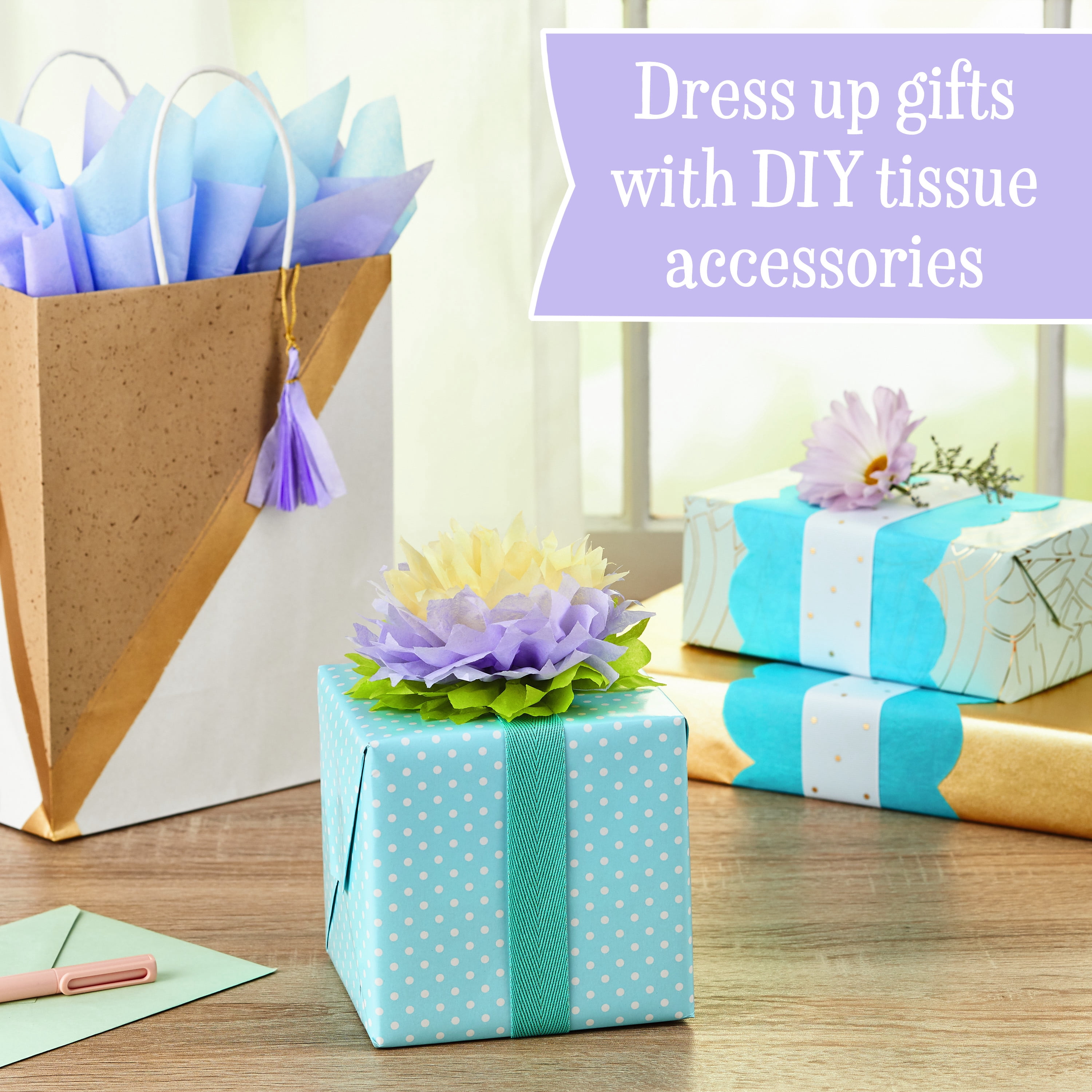 Hallmark Tissue Paper (Pastel Rainbow, 8 Colors) 120 Sheets for Gift Wrap, Crafts, DIY Paper Flowers, Tassel Garland and More