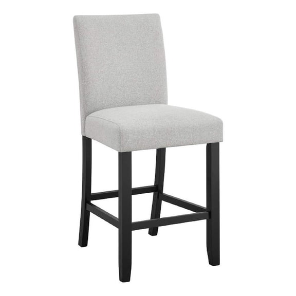 Riac Set of 2 Counter Height Chairs-Black Wood-Dove Gray Fabric Seat