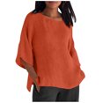 thumbnail image 1 of Camisa Casual suelta de media manga SCZ color sólido naranja XL, 1 of 5