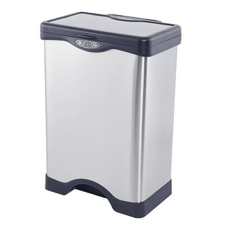 SimplyKleen SensaPed Touch Sensor 10.5-Gallon Rectangular Stainless Steel Trash Can with Lid
