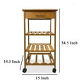 thumbnail image 5 of Harry Kitchen Bar Cart- 1 Drawer- 3 Shelves- Brown Bamboo- Rolling Wheels, 5 of 6