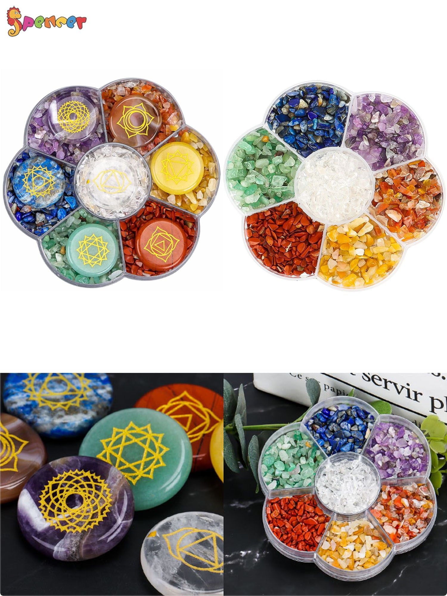 Spencer 7 Chakra Crystal Stones Natural Reiki Healing Crystals