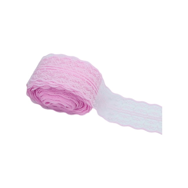 Bewildely Cinta de encaje de ganchillo blanco elegante de poliéster - Varios patrones de ropa multifuncional y ampliamente Artesanía Rosa claro