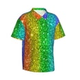thumbnail image 2 of Rainbow Sparkling Men's 3d Print Casual Button Down Shirts, Novelty Hawaiian Short Sleeves 2xl, 2 of 8