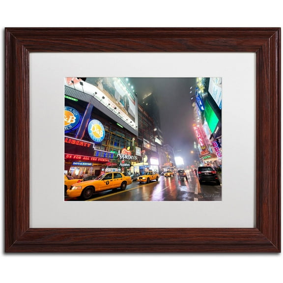Trademark Fine Art "42nd. Street" Canvas Art by David Ayash White Matte, Wood Frame