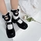 thumbnail image 5 of Calcetines japoneses de estilo Lolita con volantes y volantes para mujer, medias de tubo medio de algodón acanaladas para estudiantes, Harajuku ahuecadas, estilo Kawaii, con lazo,, 5 of 5