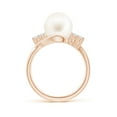 thumbnail image 2 of ANGARA Freshwater Cultured Pearl Bypass Ring with Diamond Trio in 14K Rose Gold for Women | June Birthstone, Birthday, Anniversary, Jewelry Gift for Women | Pearl Ring, 2 of 8