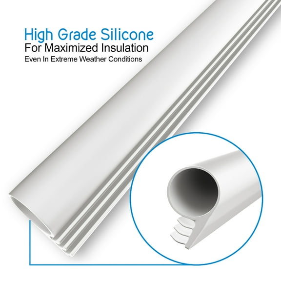 TMH Pure Silicone Kerf Weatherstrip for Doors, Bulb/Ring Shape, White - 20 Feet