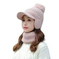 thumbnail image 2 of Winter Pink Baseball Cap Womens Earmuffs Add Flocking Thermal Cycling Warm Hat Knitting Scarf, 2 of 4