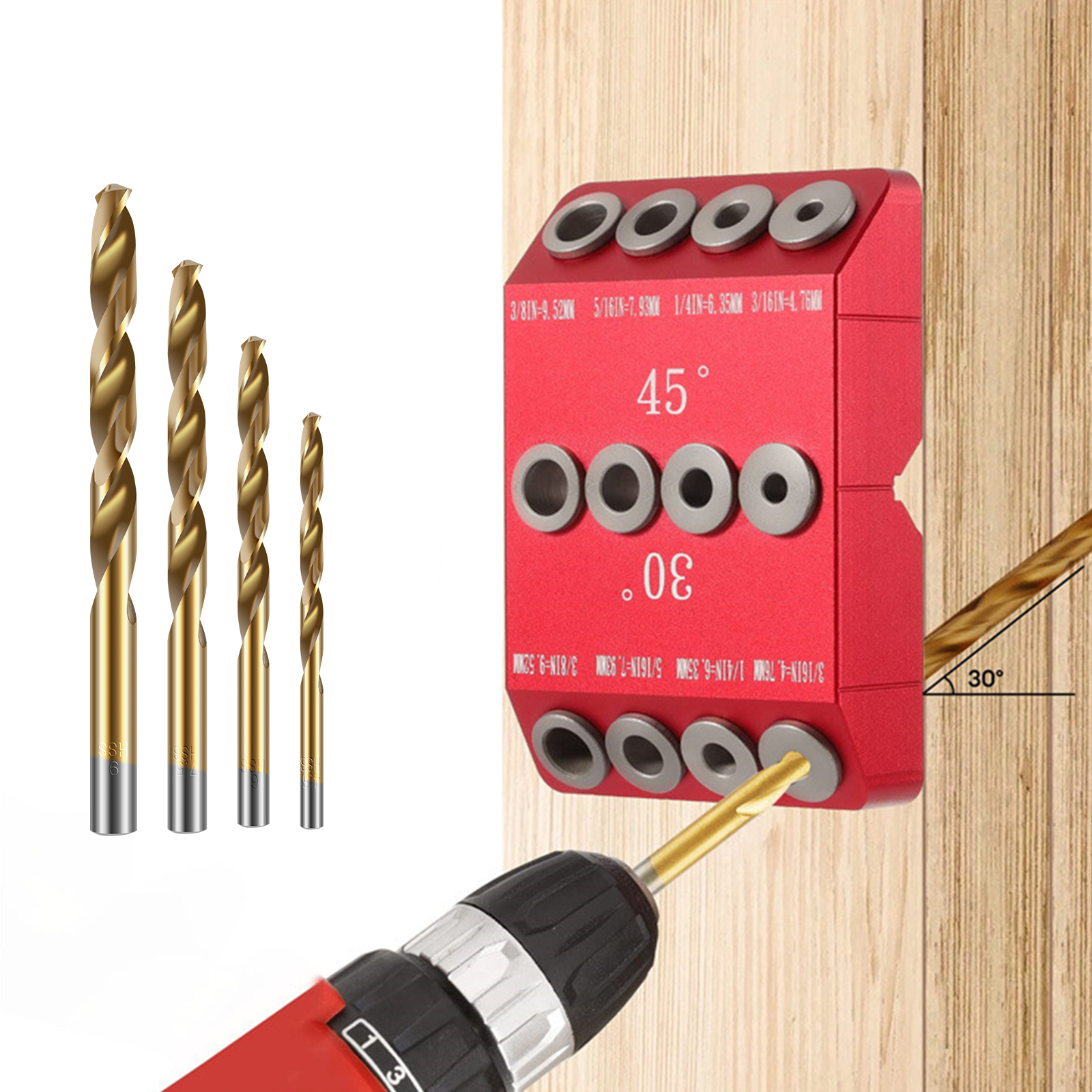 Angled Drilling Jig 30 45 90 Degree Aluminum Alloy Drill Guide Portable