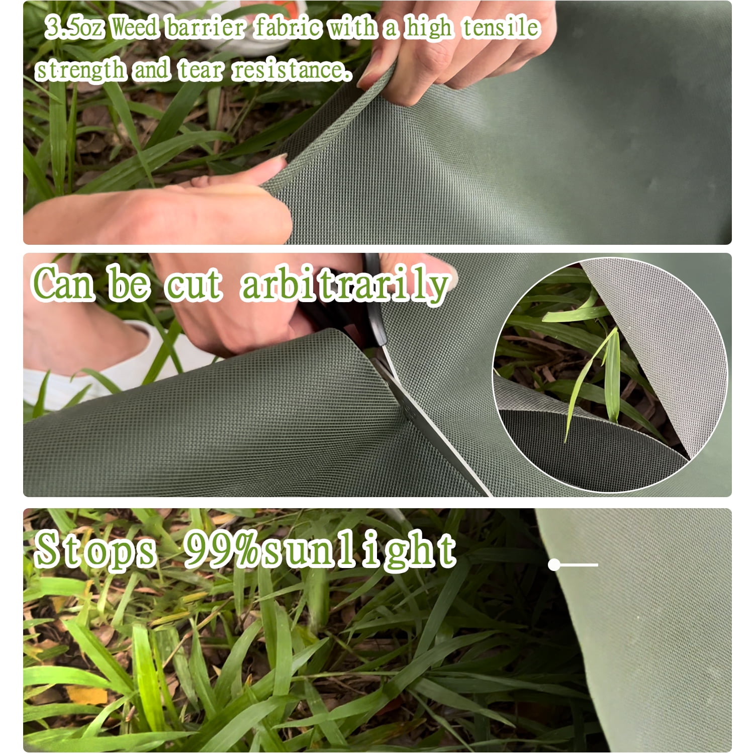 1-Pack 3FT*50FT Premium Non-Woven Weed Barrier Landscape Fabric Durable & Heavy-Duty Weed Block, 3.2OZ,Easy Setup & Superior Weed Control High Permeability Good for Flower Bed, Dark Green