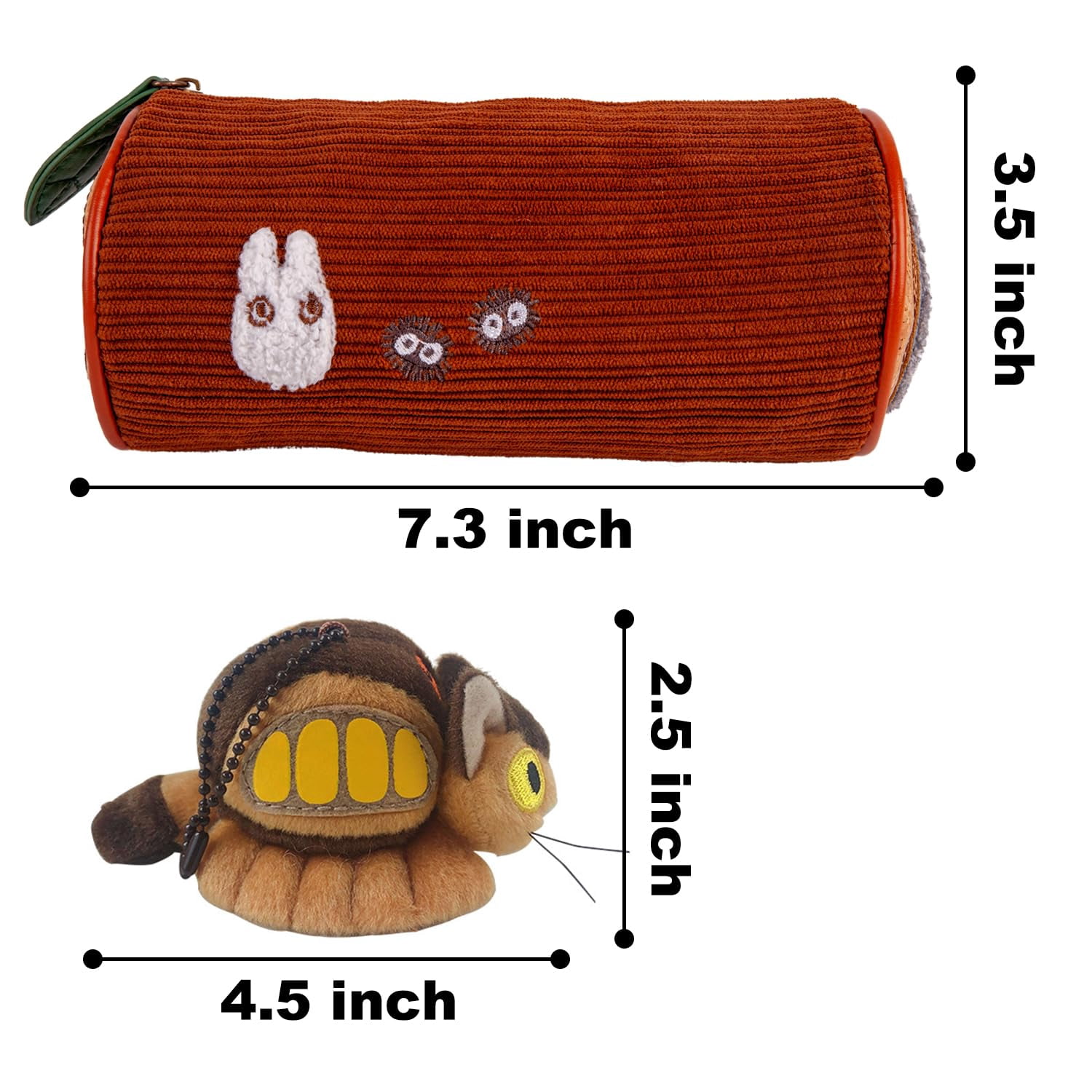Cute Totor0 Pencilcase Bag + Plush Doll Toy Pendant Kit, Anime Movie Peripheral 7.3 Inch Pencil Case and 4.5 Inch Small Pendant Combination for Fans Friends, Brown, medium, Modern