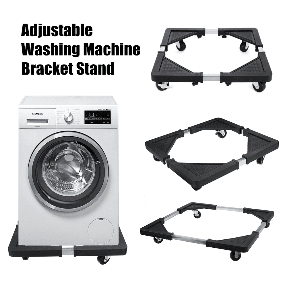 Black Plus Size Adjustable Washing Machine Stand for Washer Dryer Stand Dolly Refrigerators Pedestal Base Roller Mobile Heavy Base 