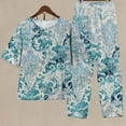 thumbnail image 1 of Ensembles d'Été Deux Pièces pour Femmes, T-Shirt Court à Manches Courtes Imprimé à Demi-Manches à Col Rond + Ensemble de Pantalon Décontracté, Ensemble Détente Deux Pièces, Ensembles Grande Taille en Liquidation, 1 of 4