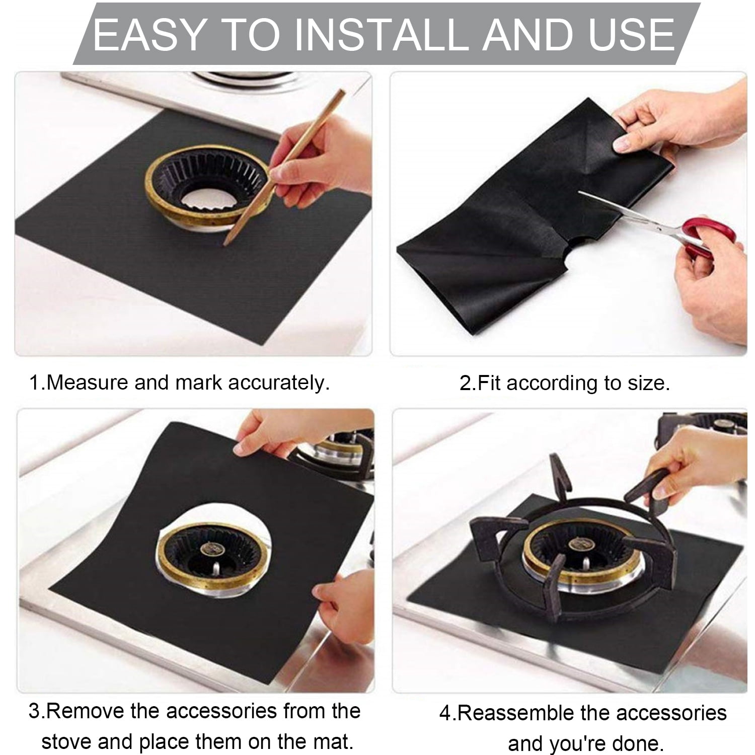 UHIAGREE 10 pack Gas Stove Burner Covers,10.6" x 10.6" Non-Stick Stove Top Range Protectors,Reusable
