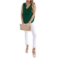 thumbnail image 5 of QAFOPEH Women V Neck Sleeveless Ruffled Stitching Button Dot Crochet Top, 5 of 5