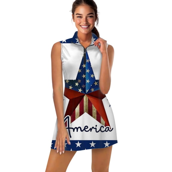 4th of July Independence Day Sports Dresses Women Tennis Dress Outdoor Badminton Golf Quick-Drying And Breathable Sports Dress