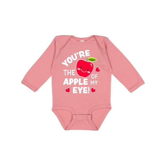 Inktastic Youre the Apple of My Eye Valentine Pun with Cute Apple Boys or Girls Long Sleeve Baby Bodysuit