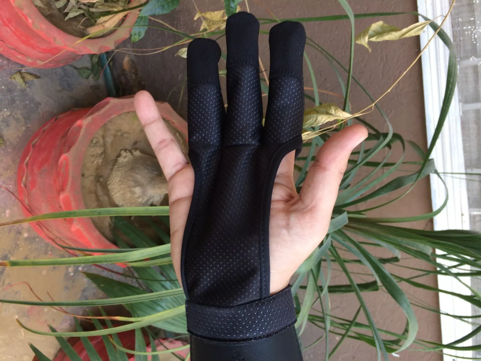 Archery Glove Leather 3-Finger Brown, Traditional Shooting