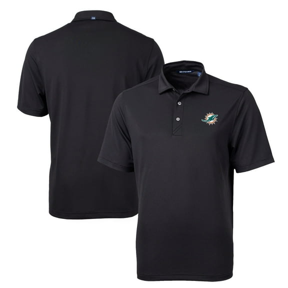 Men's Cutter & Buck Black Miami Dolphins Big & Tall Virtue Eco Pique Recycled Polo